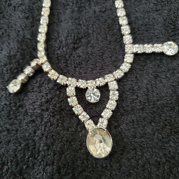 Vintage Rhinestone Choker Necklaces Lot Bundle four 4 Prom Wedding Holiday Bling - Picture 3 of 10